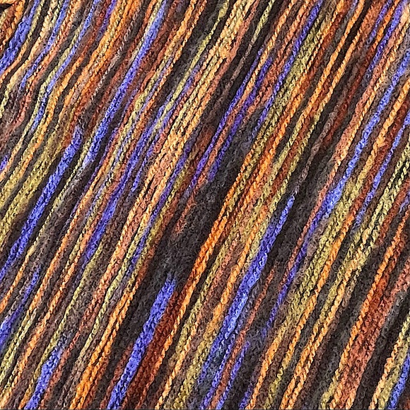 Habitat-Clothes To Live In, size large, retro boho jacket, rainbow yarn stripes - Picture 7 of 16